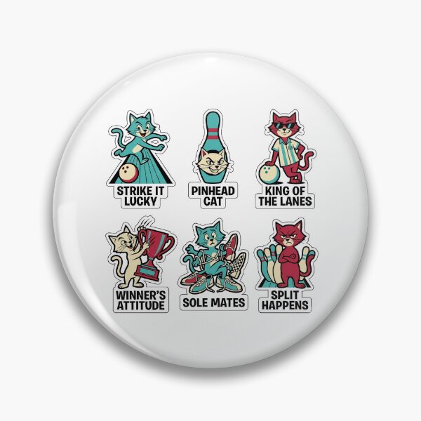 Item preview, Vintage Cat Bowling Sticker Pack - Retro Sport & Strike Puns designed and sold by SimpleP.