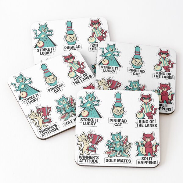Item preview, Vintage Cat Bowling Sticker Pack - Retro Sport & Strike Puns designed and sold by SimpleP.