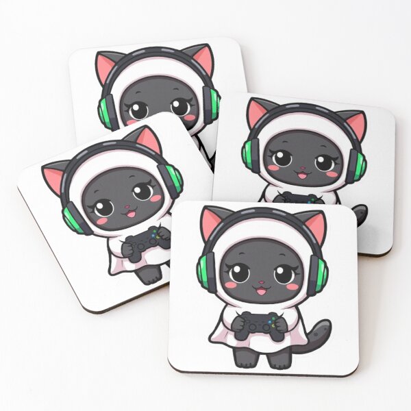 Item preview, Kawaii Ghost Cat Gaming Sticker Cute Black Kitten Gamer Gift designed and sold by Stylestickers55.