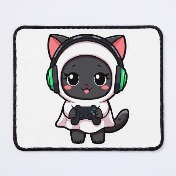 Item preview, Kawaii Ghost Cat Gaming Sticker Cute Black Kitten Gamer Gift designed and sold by Stylestickers55.