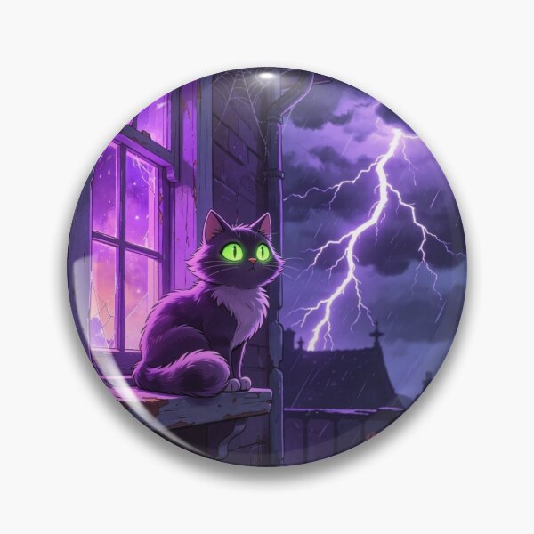 Item preview, Halloween cat with lightning and rain sat on a window designed and sold by carlsmart1.