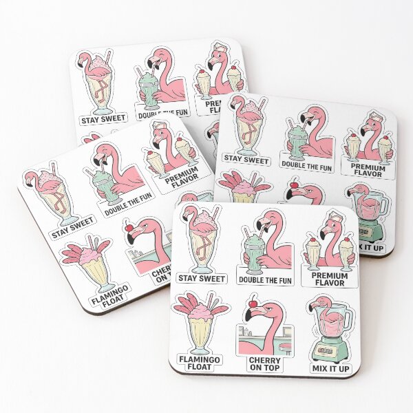 Item preview, Retro Flamingo Milkshake Sticker Pack - Vintage Diner & Sweet Puns designed and sold by SimpleP.