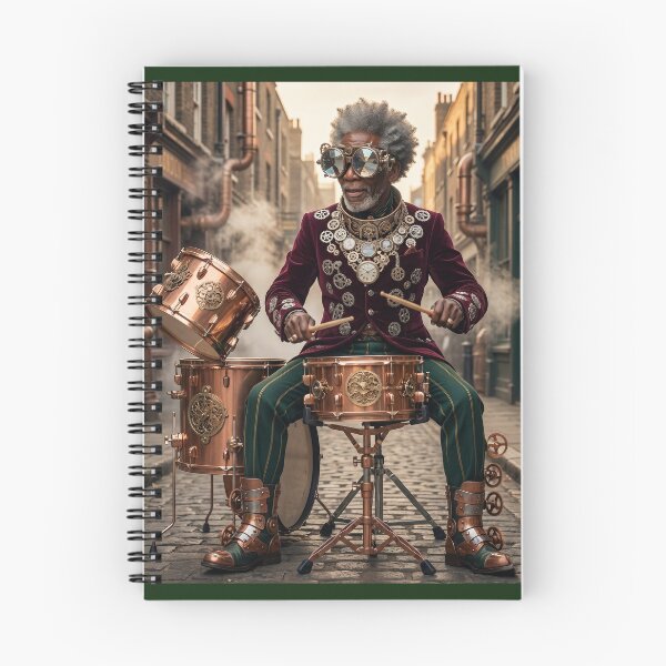 Item preview, Retro-Futuristic Street Beats: Cyberpunk Velvet & Brass Drummer designed and sold by marianka91.