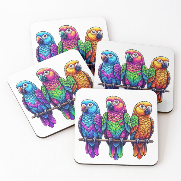 Item preview, Vibrant Rainbow Parrots Trio Art designed and sold by BRTSHA88.