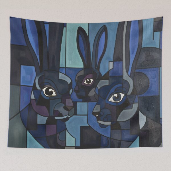 Item preview, Stained glass rabbit judgement  designed and sold by Cathedral of Curiosity.