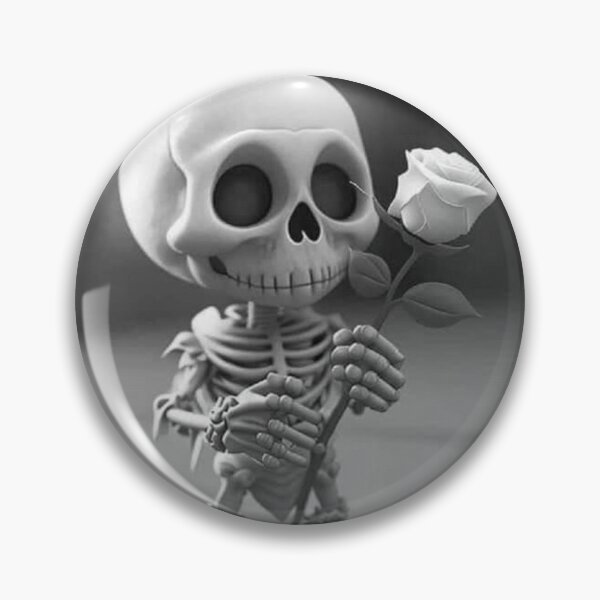 Item preview, Cute Chibi Skeleton Holding a Rose - 3D Monochrome Illustration designed and sold by UrbanCanvas 111.