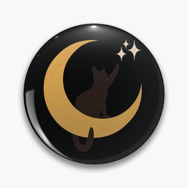 Item preview, Chat Noir sur Croissant de Lune et Étoiles designed and sold by LunaCat Studio.