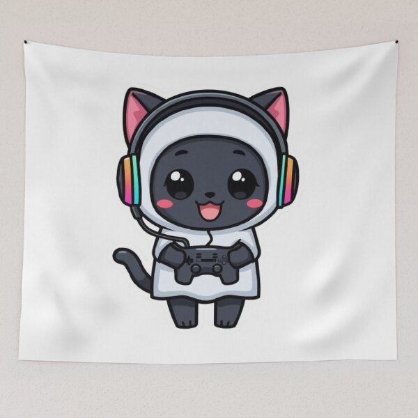 Item preview, Cute Ghost Kitty Gamer RGB Headset Kawaii Halloween Sticker designed and sold by Stylestickers55.
