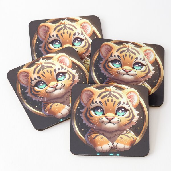Item preview, Cute Tiger Cub Portrait Kids Gift Kawaii Tiger Art Sticker Poster NeoTigLuna designed and sold by NeoTigLuna.