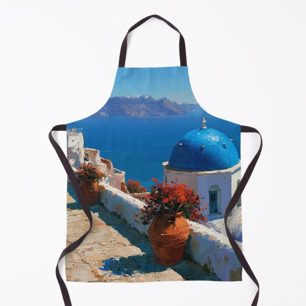 Item preview, Santorini Oia Blue Dome Church Terrace Aegean Sea Impressionist Art designed and sold by daila70.