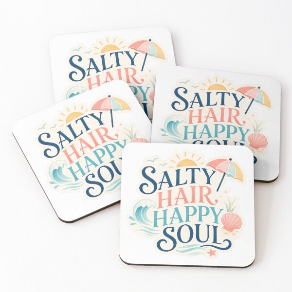 Item preview, Salty hair, happy soul: summer quote sticker design for the beach. designed and sold by FusiTink.