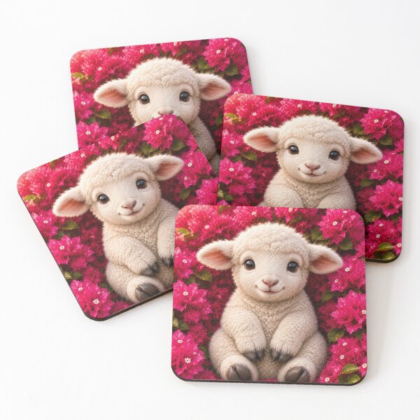 Item preview, Cute Baby Lamb in Blooming Pink Flowers designed and sold by Pure Craft.