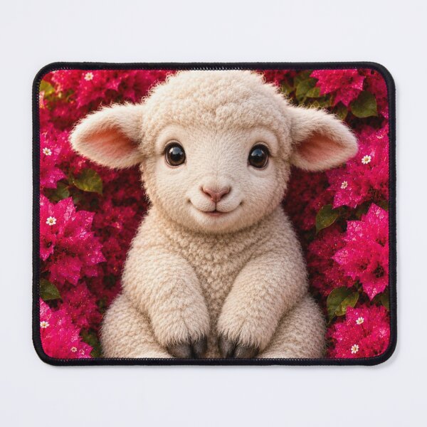 Item preview, Cute Baby Lamb in Blooming Pink Flowers designed and sold by Pure Craft.