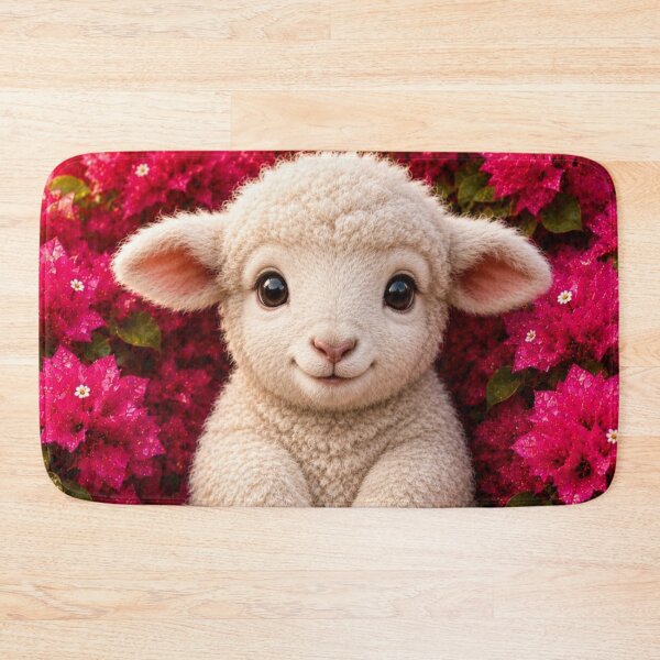 Item preview, Cute Baby Lamb in Blooming Pink Flowers designed and sold by Rohan132.