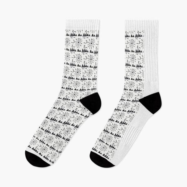 Item preview, Black and white sunny mountain pattern designed and sold by CottageComfortsShoppe.