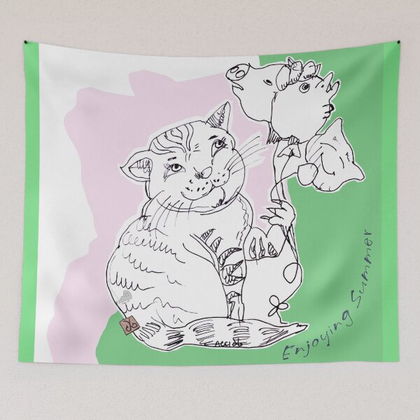 Item preview, Enjoying Summer Cat (Drawing by ACCI)  designed and sold by VanyssaGraphics.