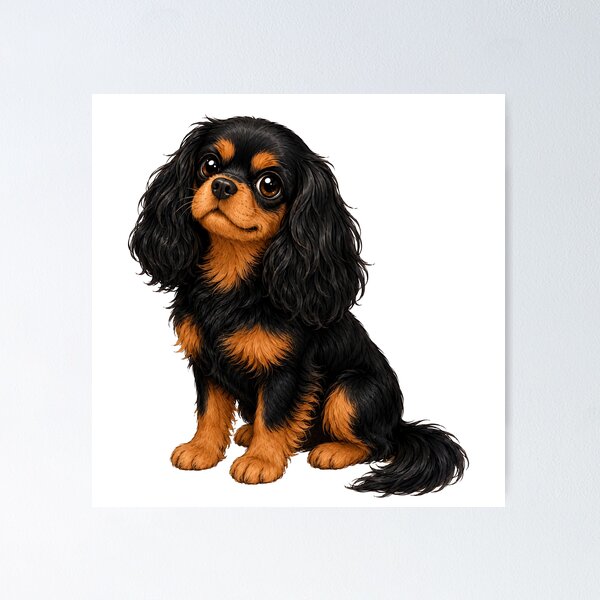 Item preview, Cavalier King Charles Spaniel Black and Tan | Noble Canine Portrait designed and sold by SakuraWaStyle.