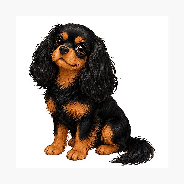 Item preview, Cavalier King Charles Spaniel Black and Tan | Noble Canine Portrait designed and sold by SakuraWaStyle.