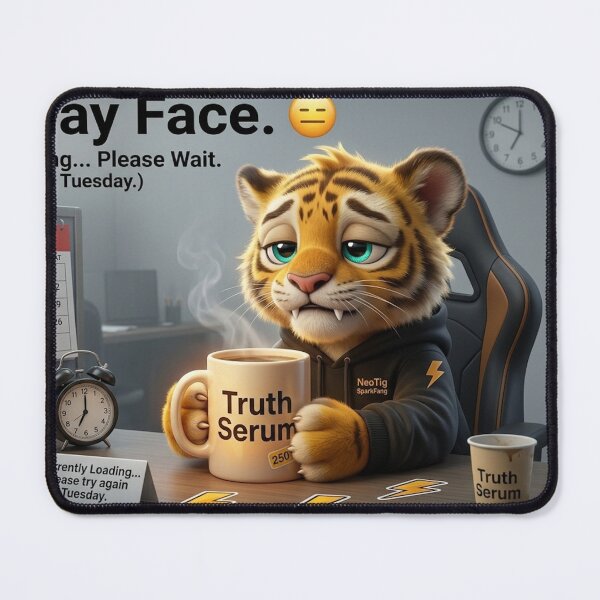 Item preview, Funny Monday Face Tiger Mug Coworker Gift Office Humor Work Gift NeoTigLuna designed and sold by NeoTigLuna.