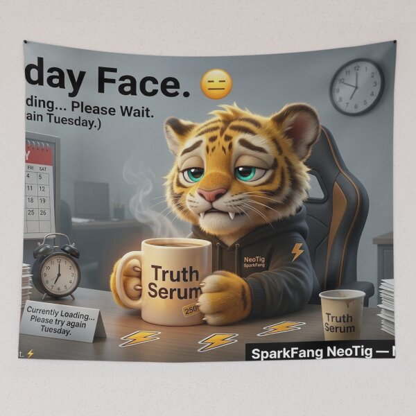 Item preview, Funny Monday Face Tiger Mug Coworker Gift Office Humor Work Gift NeoTigLuna designed and sold by NeoTigLuna.
