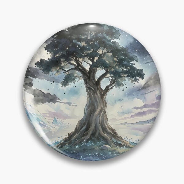 Item preview, Fantasy World Tree Under Starry Sky Watercolor designed and sold by HezeOtakuArt.