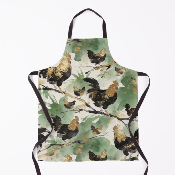 Item preview, Luxury Roosters Emerald and Gold Watercolor Pattern designed and sold by wissal.studio.