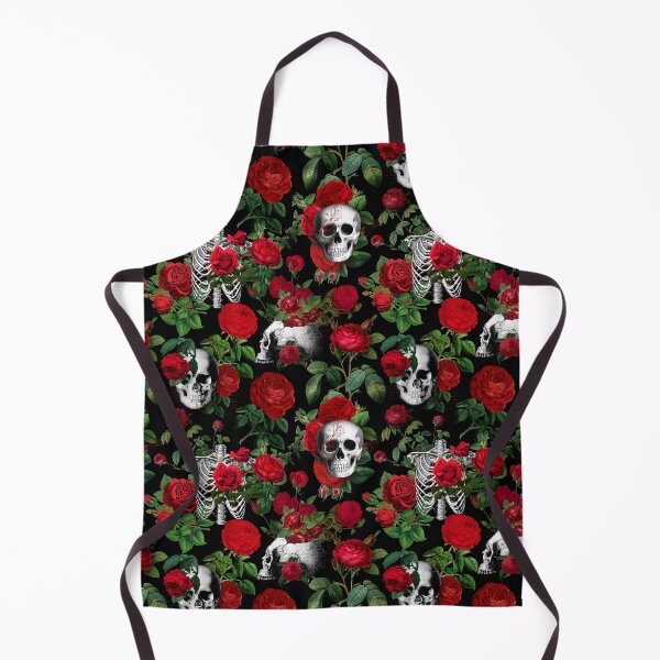 Item preview, Floral Skull with Red Roses Dark Gothic Aesthetic Pattern - Black Background  designed and sold by CanisArtStudio.