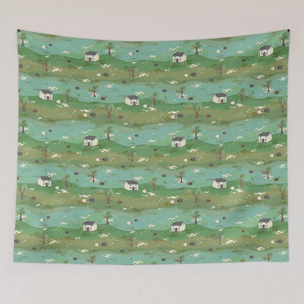 Item preview, Countryside Cottage Seamless Pattern designed and sold by TigzKitty.