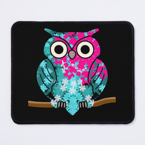 Item preview, Cute Pink Turquoise Snowflake Owl on Branch designed and sold by MigWhimsy.