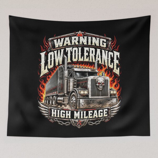 Item preview, Low Tolerance High Mileage Trucker Warning designed and sold by Victor Shadehorn.
