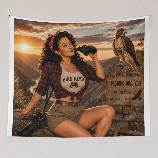 Item preview, Bird Nerd Pin-Up: Hawk Watch designed and sold by Kimberly Palmer.
