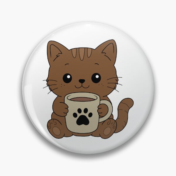 Item preview, Cute Brown Cat Holding Coffee Mug | Kawaii Cat Lover Cartoon Illustration designed and sold by muhammadkhafidh.