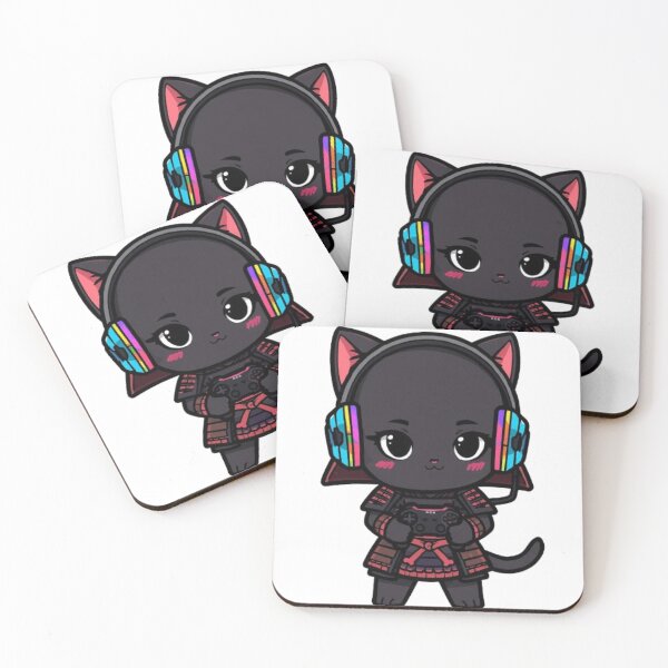 Item preview, Kawaii Samurai Cat Gamer Gift | Cute Black Kitten Gaming Sticker designed and sold by Stylestickers55.