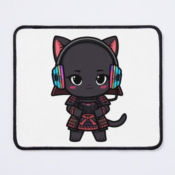 Item preview, Kawaii Samurai Cat Gamer Gift | Cute Black Kitten Gaming Sticker designed and sold by Stylestickers55.