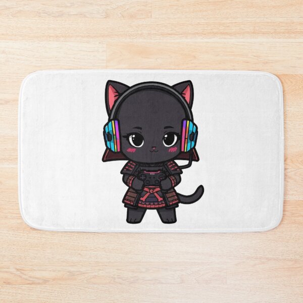 Item preview, Kawaii Samurai Cat Gamer Gift | Cute Black Kitten Gaming Sticker designed and sold by Stylestickers55.