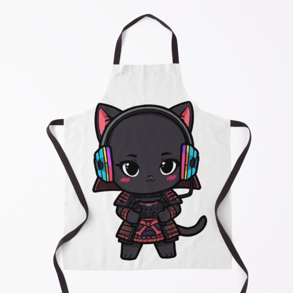 Item preview, Kawaii Samurai Cat Gamer Gift | Cute Black Kitten Gaming Sticker designed and sold by Stylestickers55.