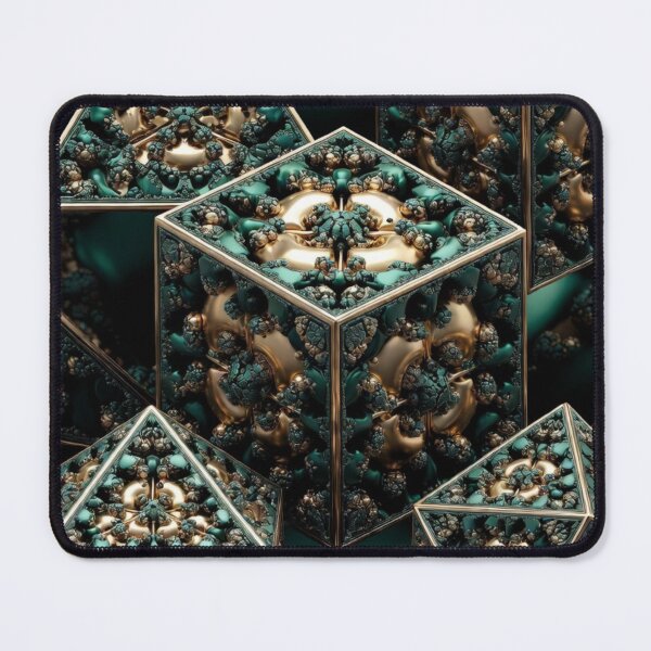 Item preview, Sacred Geometry Teal Gold 3D Cube Pattern designed and sold by IntelliMindDesigns.
