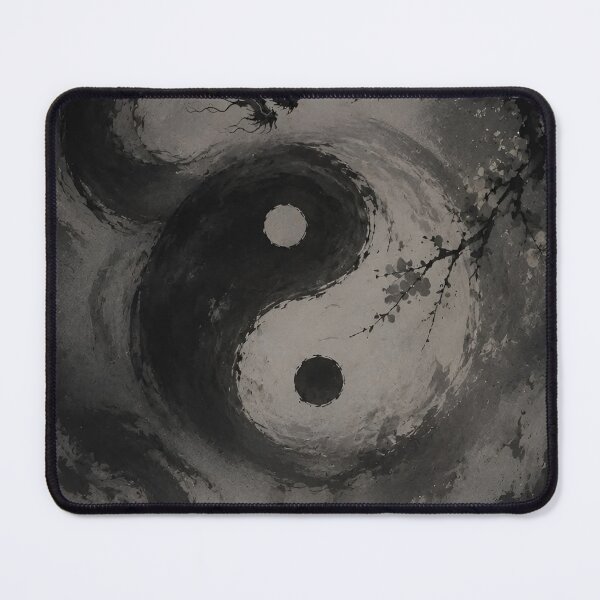Item preview, Yin Yang Dragon Ink Wash Art | Zen Japanese Sumi-E Wall Decor | Monochrome Spiritual Illustration designed and sold by Dyan4.