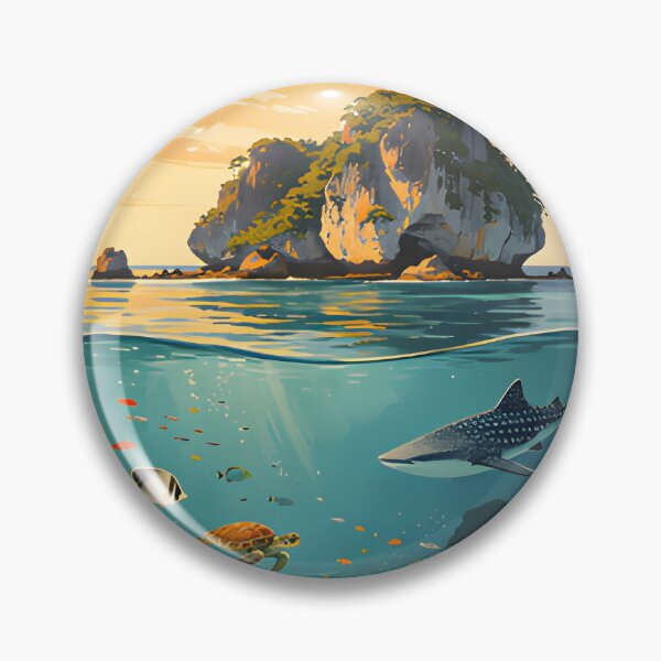 Item preview,  Richelieu Rock Thailand Retro Sunset Travel Poster – Andaman Sea Coastal Artwork designed and sold by Spirit of Siam.