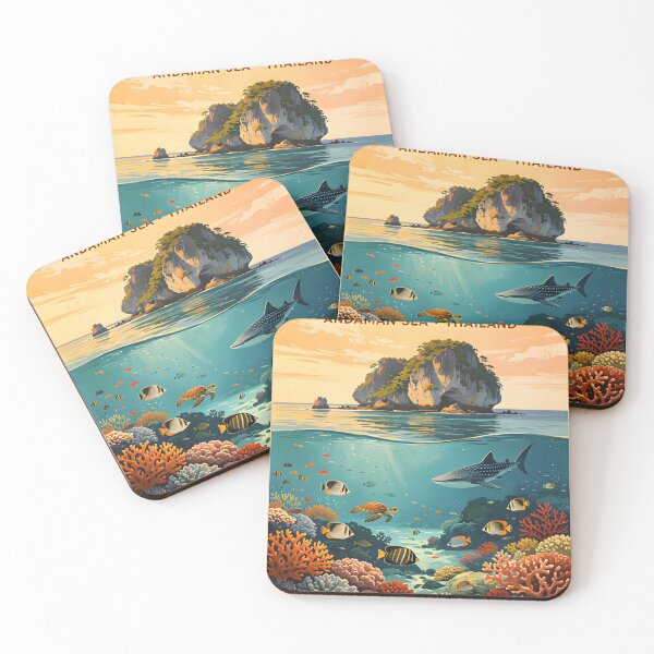 Item preview,  Richelieu Rock Thailand Retro Sunset Travel Poster – Andaman Sea Coastal Artwork designed and sold by Spirit of Siam.