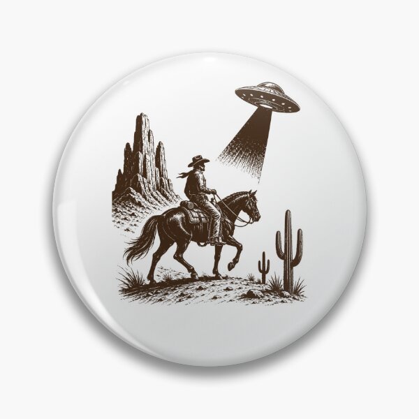 Item preview, Cowboy Meets UFO In Vintage Western Desert Encounter designed and sold by FreshVibe Prints.