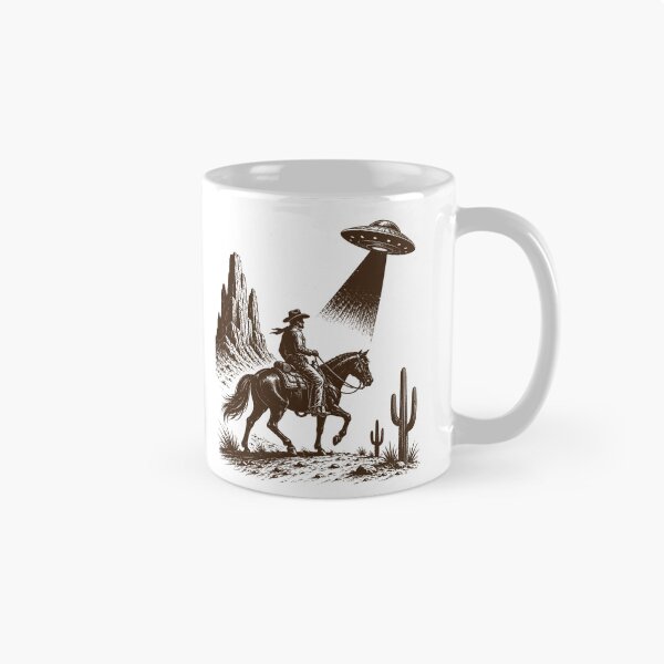 Item preview, Cowboy Meets UFO In Vintage Western Desert Encounter designed and sold by FreshVibe Prints.