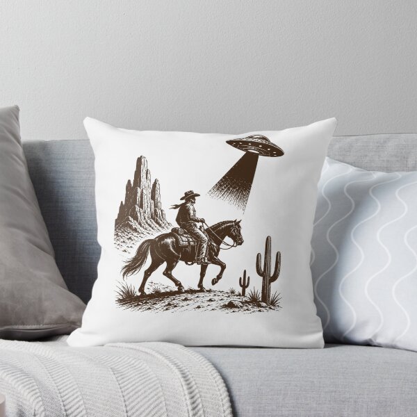 Item preview, Cowboy Meets UFO In Vintage Western Desert Encounter designed and sold by FreshVibe Prints.