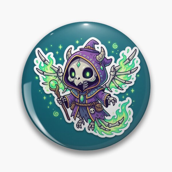 Item preview, Chibi Undead Sorcerer Skull Sticker Illustration for Spooky Gamers designed and sold by uegi.