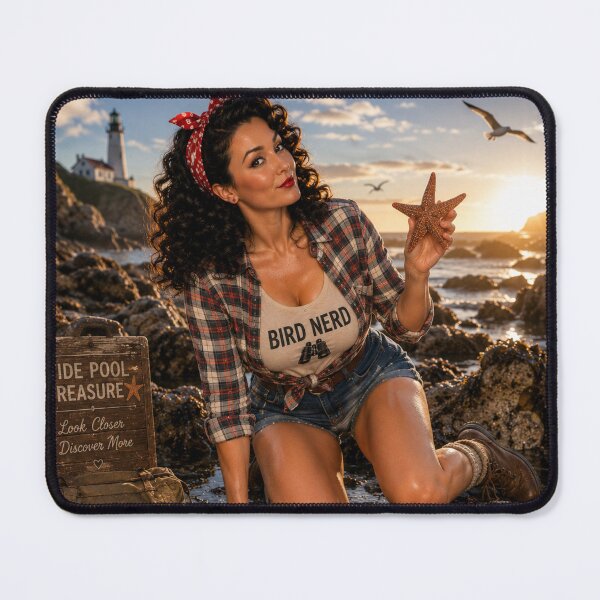 Item preview, Bird Nerd Tide Pool Treasure Hunt | Coastal Pin-Up Beach Explorer designed and sold by Kimberly Palmer.