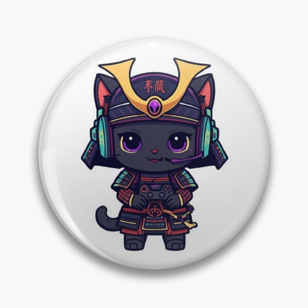 Item preview, Samurai Cat Gaming Sticker | Cute Kawaii Black Kitten with RGB Headset designed and sold by Stylestickers55.