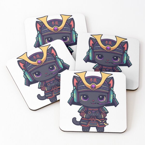 Item preview, Samurai Cat Gaming Sticker | Cute Kawaii Black Kitten with RGB Headset designed and sold by Stylestickers55.