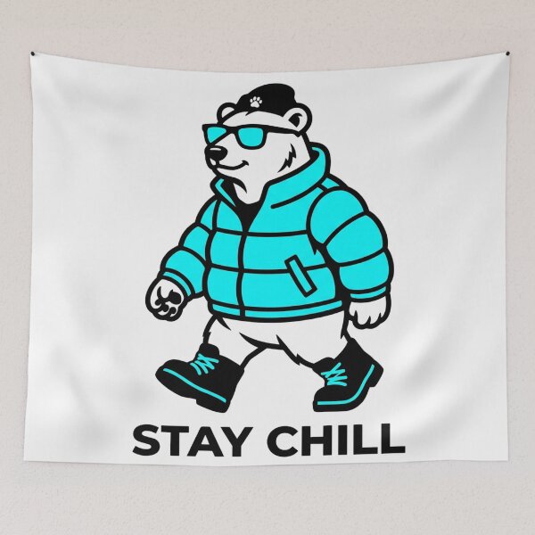 Item preview, Aesthetic Polar Bear Beanie Neon Blue Pop Sticker designed and sold by Mr-wow.