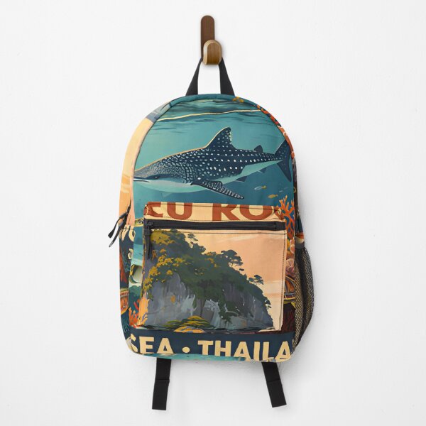 Item preview, Retro tropical sunset poster illustration of Richelieu Rock, Andaman Sea, Thailand. designed and sold by Spirit of Siam.