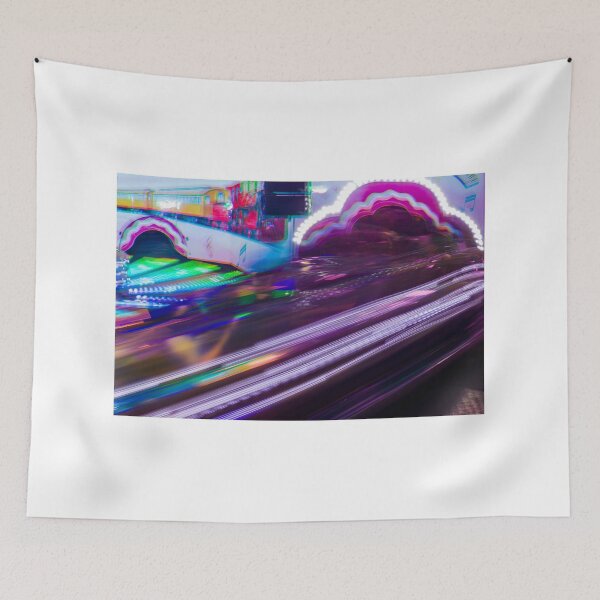 Item preview, Colorful Neon Amusement Ride In Motion Blur At Night Carnival With Fast Moving Lights designed and sold by Nmallia.